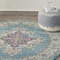 Homeroots 4 ft. Round Light Blue Distressed Medallion Area Rug 385333 - alternate 7